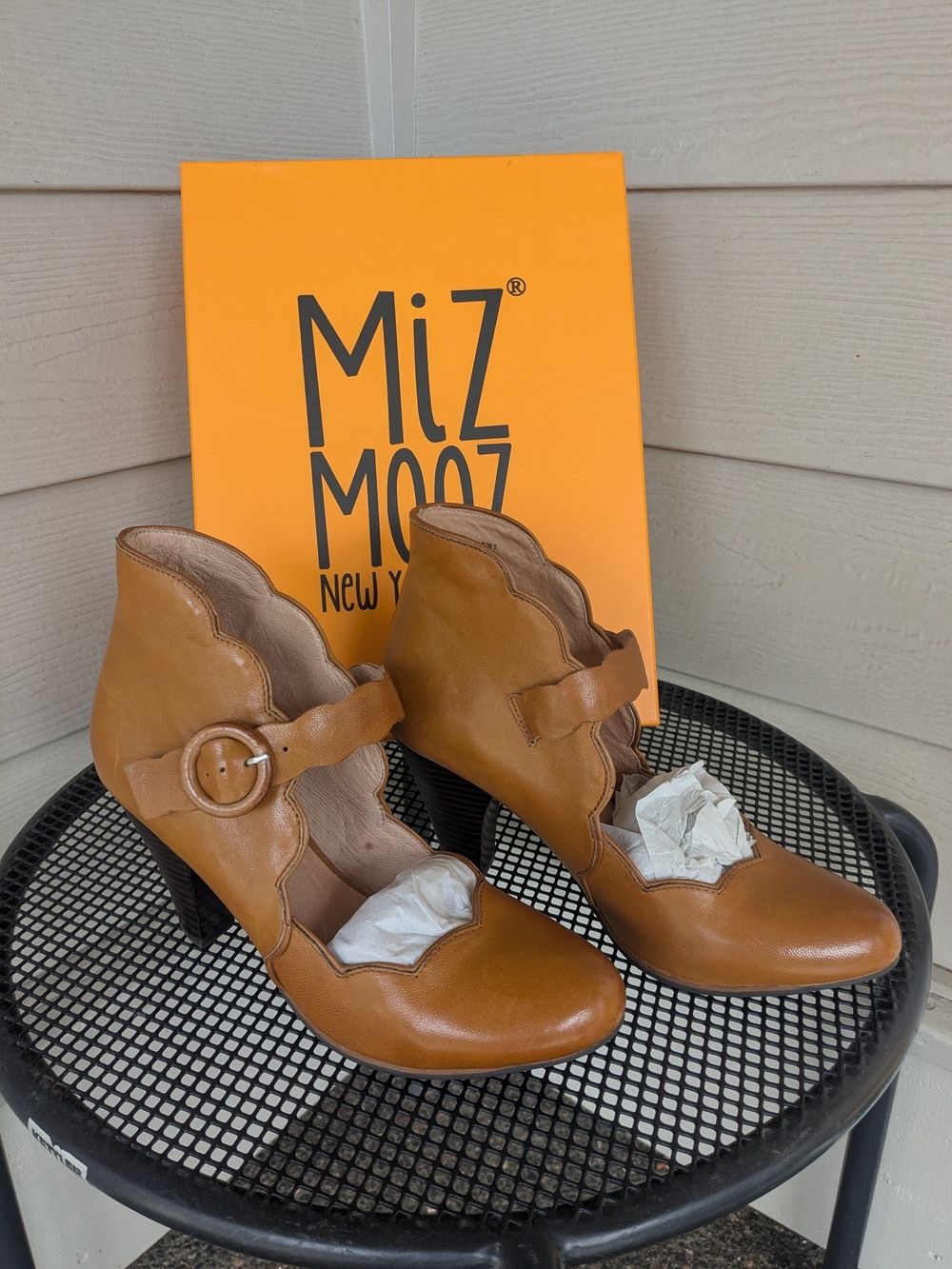 Miz Mooz Ochre Scallop Mary Jane Heeled Boots